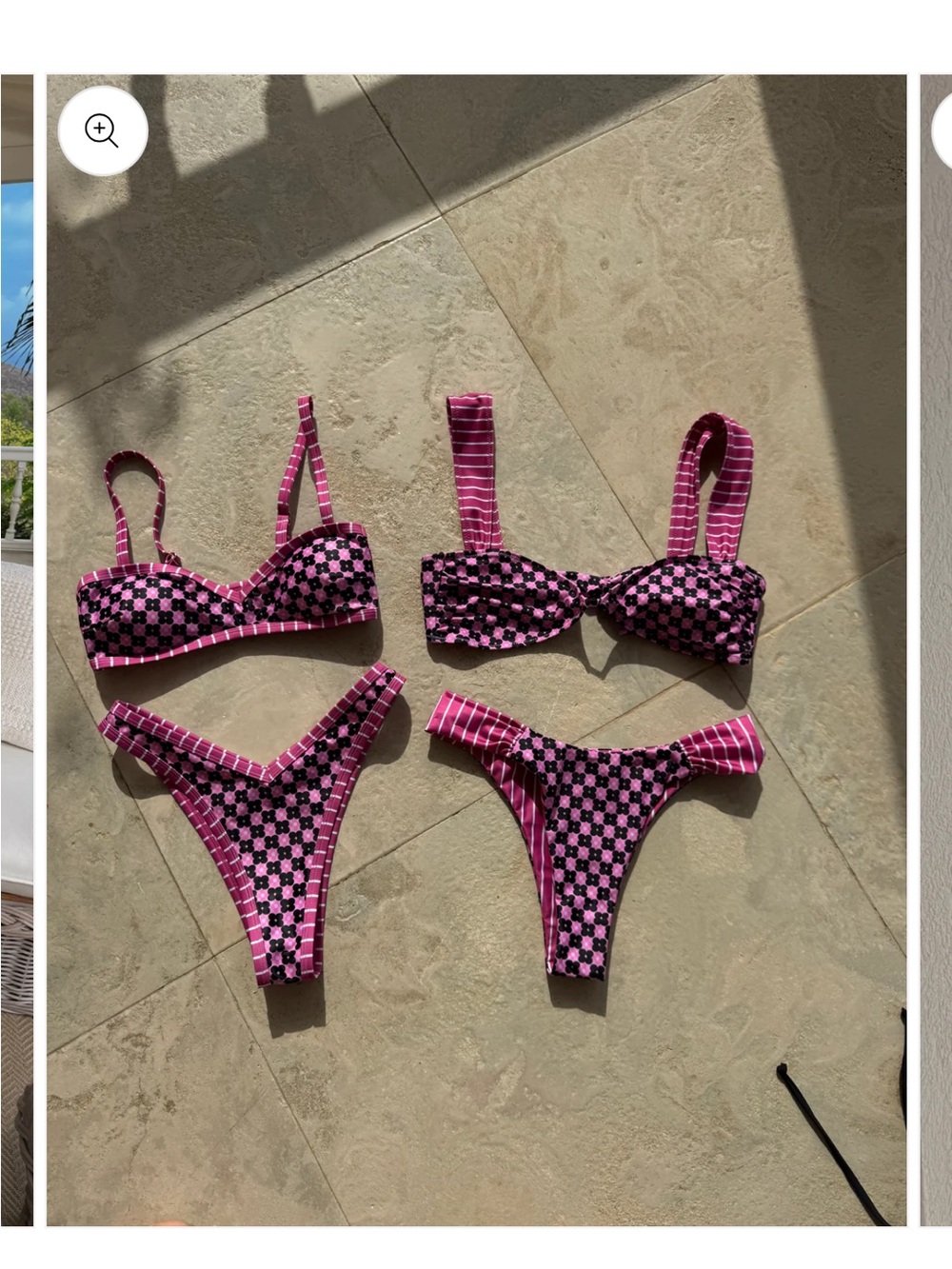 Strawberry Milk Mob Pink & Black Checkerboard Bikini Duo